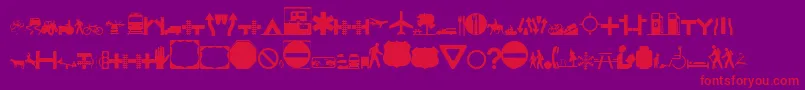 Roadgeek2005Icons Font – Red Fonts on Purple Background