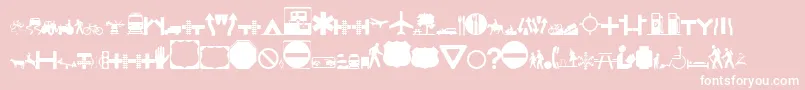 Roadgeek2005Icons-Schriftart – Weiße Schriften auf rosa Hintergrund