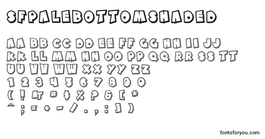 Czcionka SfPaleBottomShaded – alfabet, cyfry, specjalne znaki
