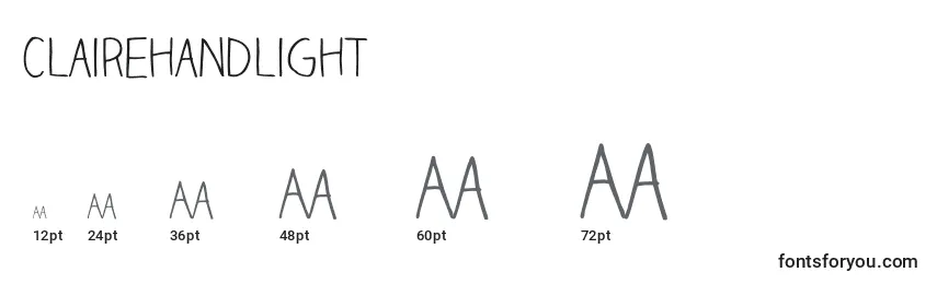 Clairehandlight (77364) Font Sizes