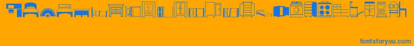 Furniture-Schriftart – Blaue Schriften auf orangefarbenem Hintergrund