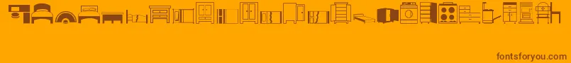 Weitere Informationen zur Furniture-Schriftart Furniture-Schriftart – Braune Schriften auf orangefarbenem Hintergrund