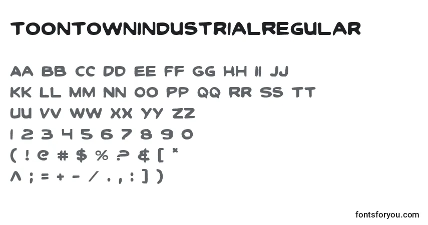 Fuente ToonTownIndustrialRegular - alfabeto, números, caracteres especiales
