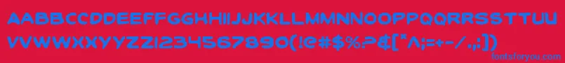 ToonTownIndustrialRegular-Schriftart – Blaue Schriften auf rotem Hintergrund