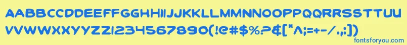 ToonTownIndustrialRegular-Schriftart – Blaue Schriften auf gelbem Hintergrund
