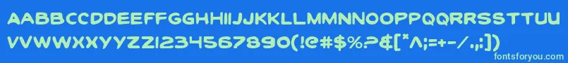 ToonTownIndustrialRegular Font – Green Fonts on Blue Background