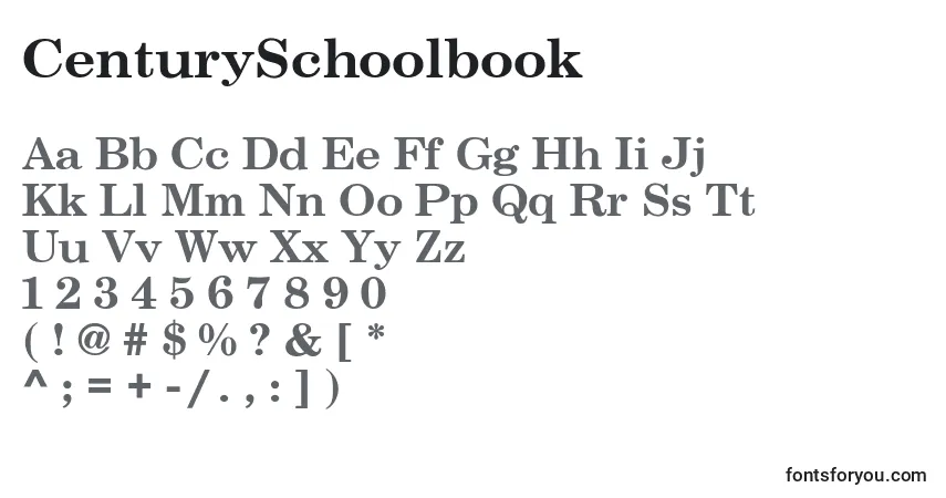 Czcionka CenturySchoolbook – alfabet, cyfry, specjalne znaki