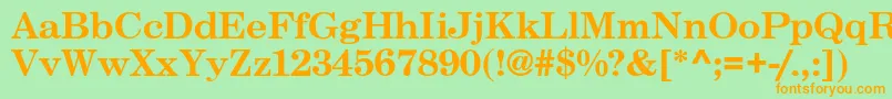 フォントCenturySchoolbook – オレンジの文字が緑の背景にあります。