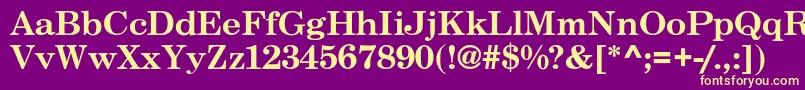 Fonte CenturySchoolbook – fontes amarelas em um fundo roxo