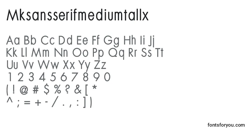 A fonte Mksansserifmediumtallx – alfabeto, números, caracteres especiais