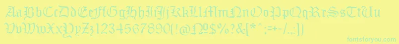 Monamourfraktur Font – Green Fonts on Yellow Background