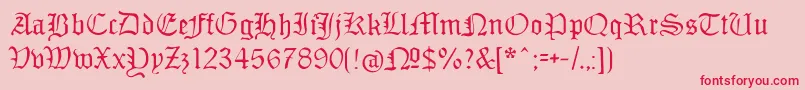 Monamourfraktur-Schriftart – Rote Schriften auf rosa Hintergrund