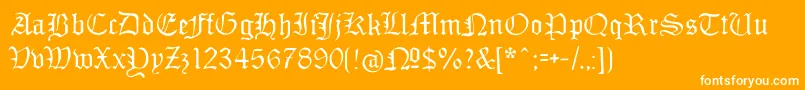 Monamourfraktur-Schriftart – Weiße Schriften auf orangefarbenem Hintergrund