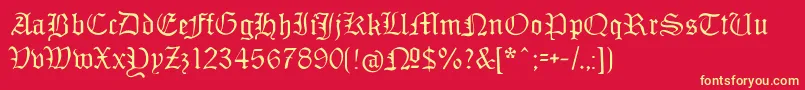 フォントMonamourfraktur – 黄色の文字、赤い背景