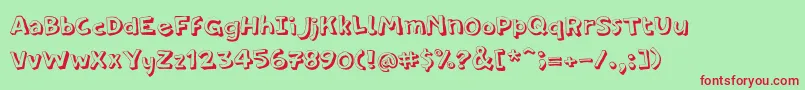 フォントPfamateurThinshadow – 赤い文字の緑の背景