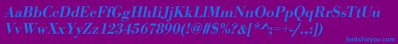 BodonistdMediumItalic Font – Blue Fonts on Purple Background