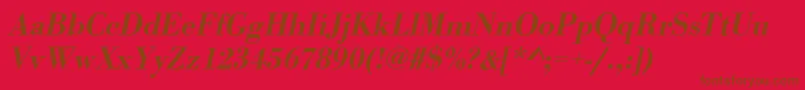 Police BodonistdMediumItalic – polices brunes sur fond rouge