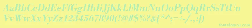 BodonistdMediumItalic Font – Green Fonts on Yellow Background