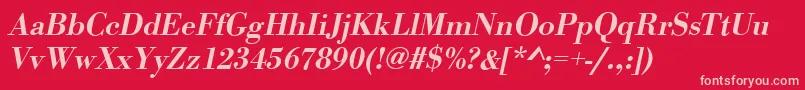 Шрифт BodonistdMediumItalic – розовые шрифты на красном фоне