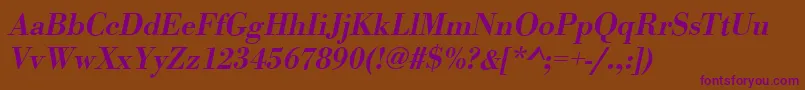 BodonistdMediumItalic Font – Purple Fonts on Brown Background