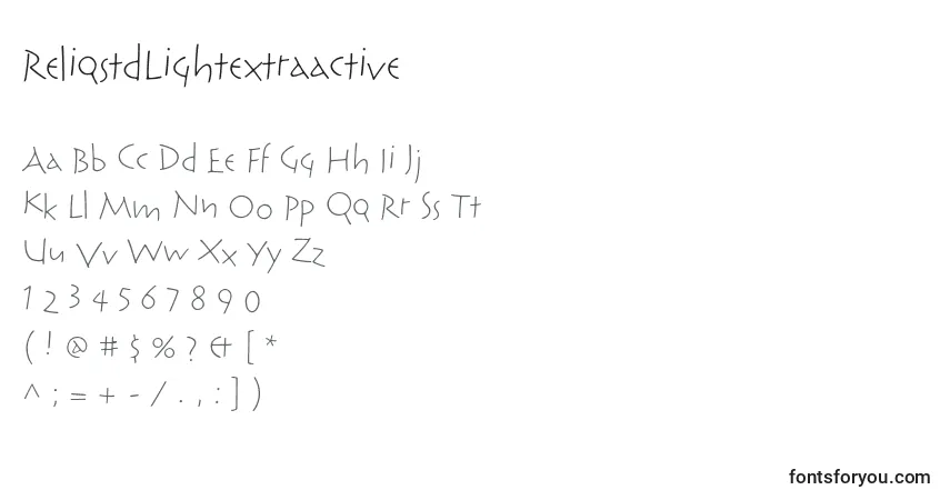 Schriftart ReliqstdLightextraactive – Alphabet, Zahlen, spezielle Symbole