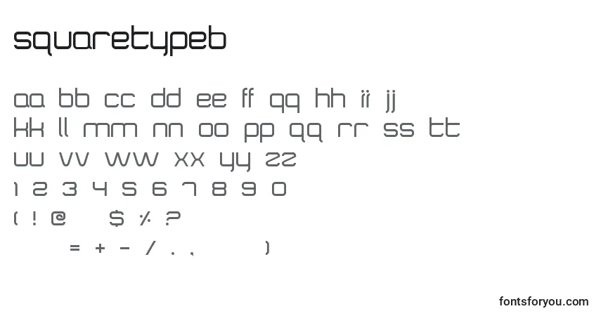 A fonte SquaretypeB – alfabeto, números, caracteres especiais