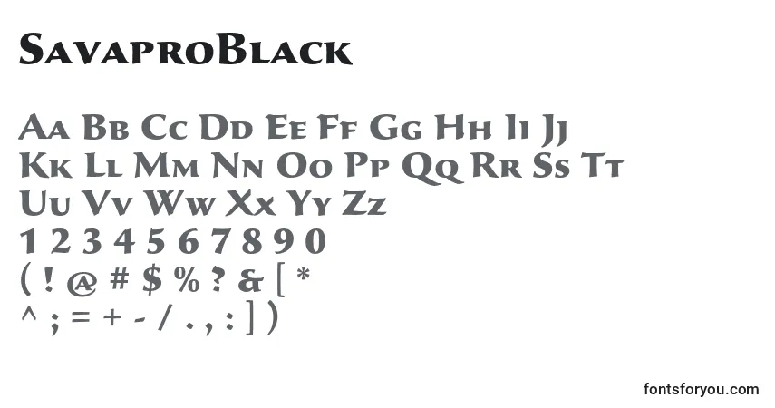 Schriftart SavaproBlack – Alphabet, Zahlen, spezielle Symbole