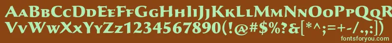 フォントSavaproBlack – 緑色の文字が茶色の背景にあります。