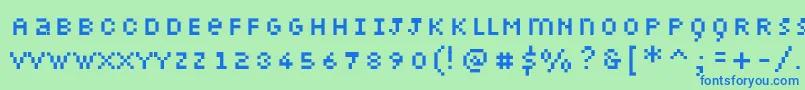 フォントPetiote – 青い文字は緑の背景です。