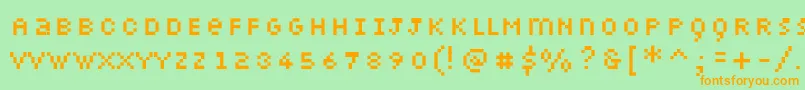 Petiote-Schriftart – Orangefarbene Schriften auf grünem Hintergrund