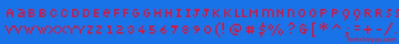 Petiote-Schriftart – Rote Schriften auf blauem Hintergrund