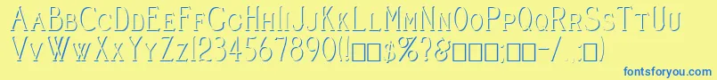 CleaversJuveniaEmbossed-fontti – siniset fontit keltaisella taustalla
