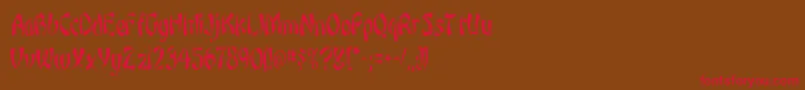 OrientnarrowRegular Font – Red Fonts on Brown Background