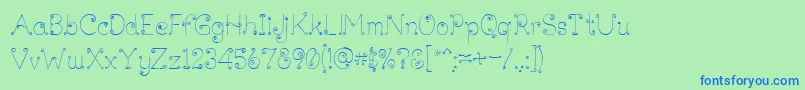フォントLickcurlPetite – 青い文字は緑の背景です。
