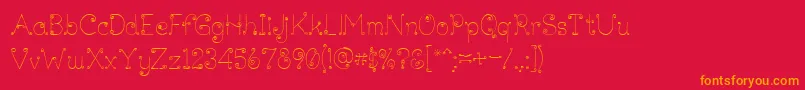 LickcurlPetite-Schriftart – Orangefarbene Schriften auf rotem Hintergrund