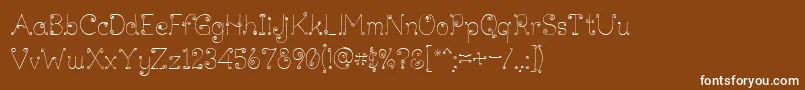 LickcurlPetite-Schriftart – Weiße Schriften auf braunem Hintergrund