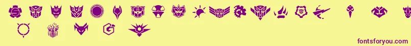 RobofanSymbol Font – Purple Fonts on Yellow Background