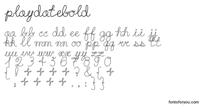 Шрифт Playdatebold – алфавит, цифры, специальные символы