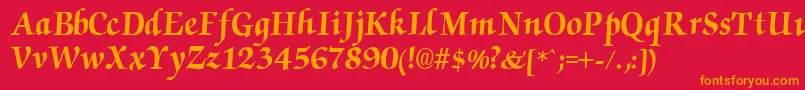 フォントChanceryBold – 赤い背景にオレンジの文字