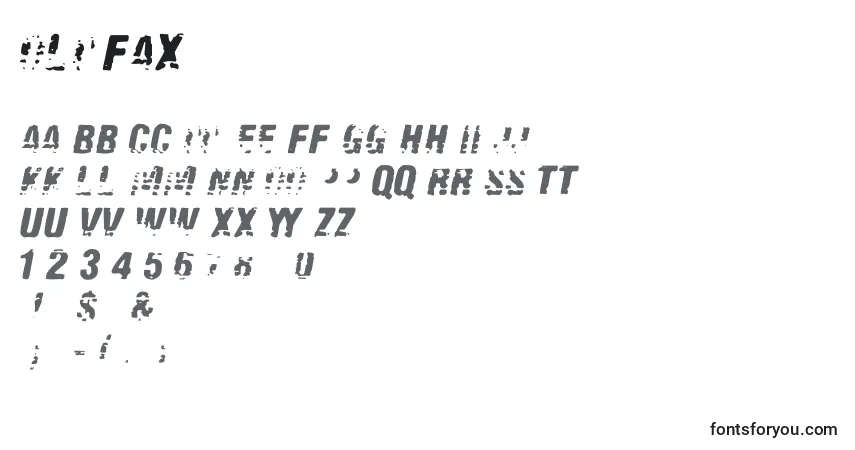 Czcionka Oldfax – alfabet, cyfry, specjalne znaki