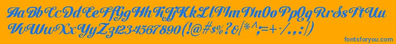 CutifulRegular-Schriftart – Blaue Schriften auf orangefarbenem Hintergrund