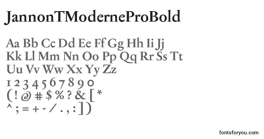 Czcionka JannonTModerneProBold – alfabet, cyfry, specjalne znaki