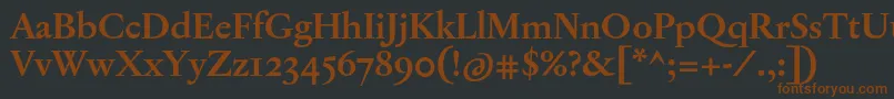 JannonTModerneProBold-fontti – ruskeat fontit mustalla taustalla