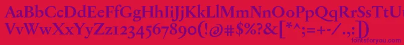 JannonTModerneProBold Font – Purple Fonts on Red Background
