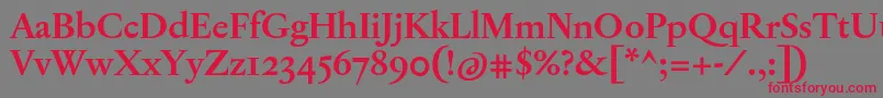 フォントJannonTModerneProBold – 赤い文字の灰色の背景
