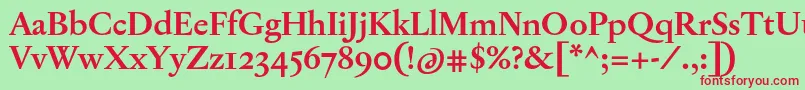 JannonTModerneProBold Font – Red Fonts on Green Background