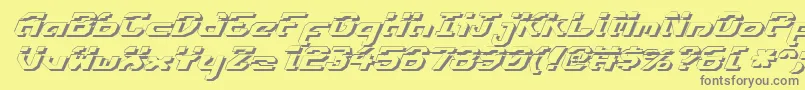 EnsignFlandryLasshadItalic-fontti – harmaat kirjasimet keltaisella taustalla