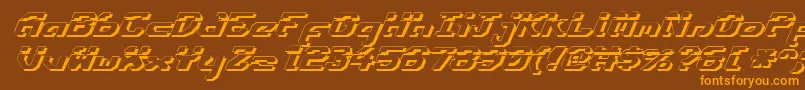 EnsignFlandryLasshadItalic-Schriftart – Orangefarbene Schriften auf braunem Hintergrund