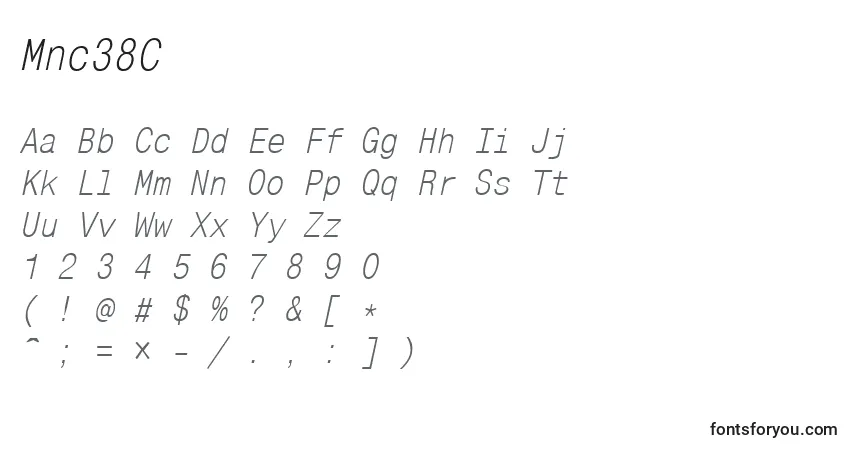 Mnc38Cフォント–アルファベット、数字、特殊文字