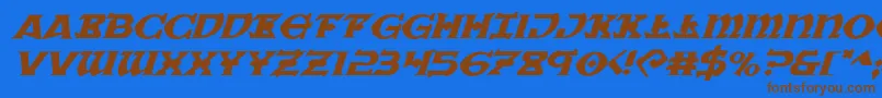 Warpriestexpandital Font – Brown Fonts on Blue Background